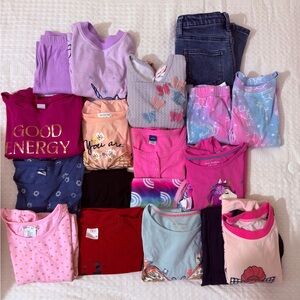 18pc Bundle Lot Girls Size 7-8, 8-10,10-12 Clothes Pants and Tops mixed brands